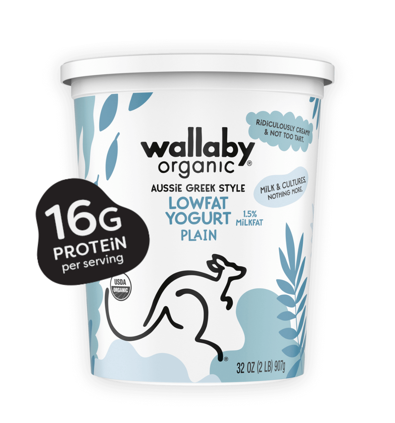 Wallaby Organic Plain Greek Low Fat Yogurt 32oz