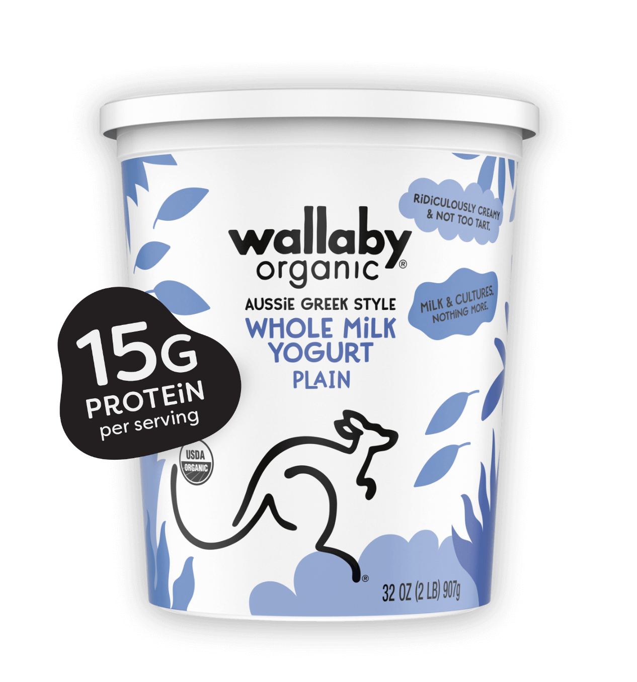 Wallaby Organic Plain Whole Milk Greek Yogurt 32oz