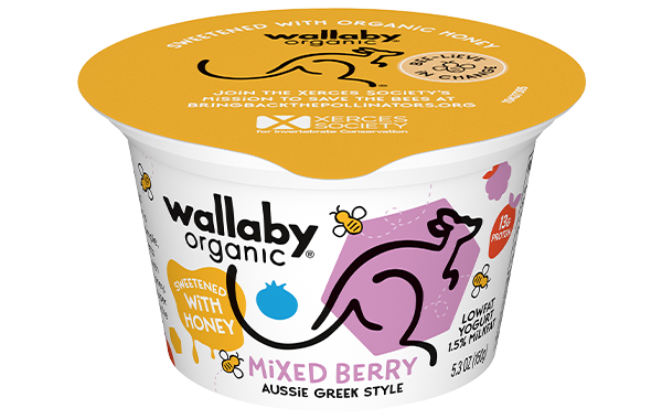 Wallaby Organic Sweetened with Honey Mixed Berry Greek Lowfat Yogurt