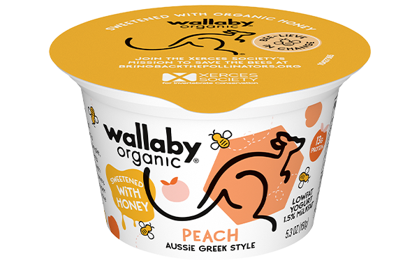 Wallaby Organic Sweetened with Honey Peach Greek Lowfat Yogurt