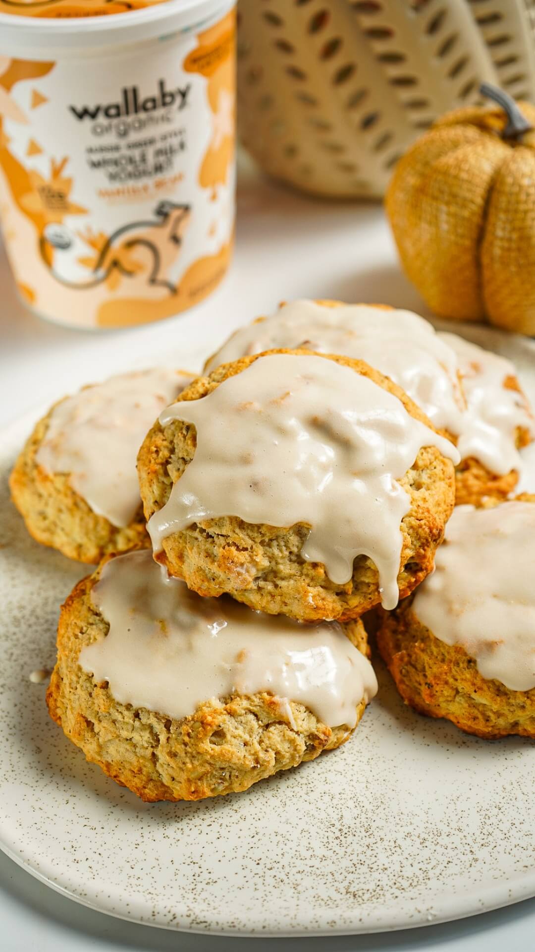 Protein Pecan Chai Scones with Maple Glaze